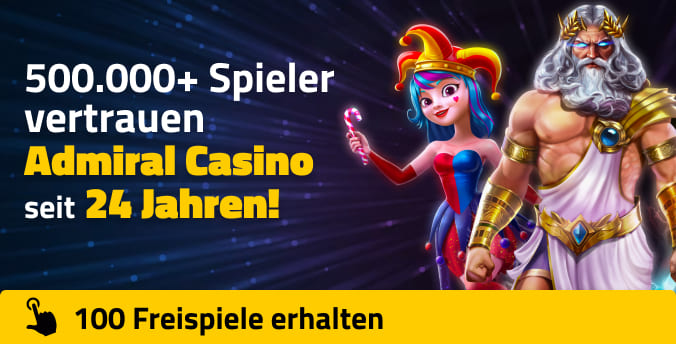 Über 500.000 Spieler vertrauen uns seit 24 Jahren. Holen Sie sich jetzt 100 Freispiele mit nur einem Klick!