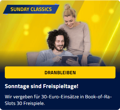 Erhalte 30 Freispiele für Book of Ra™ und andere Slots